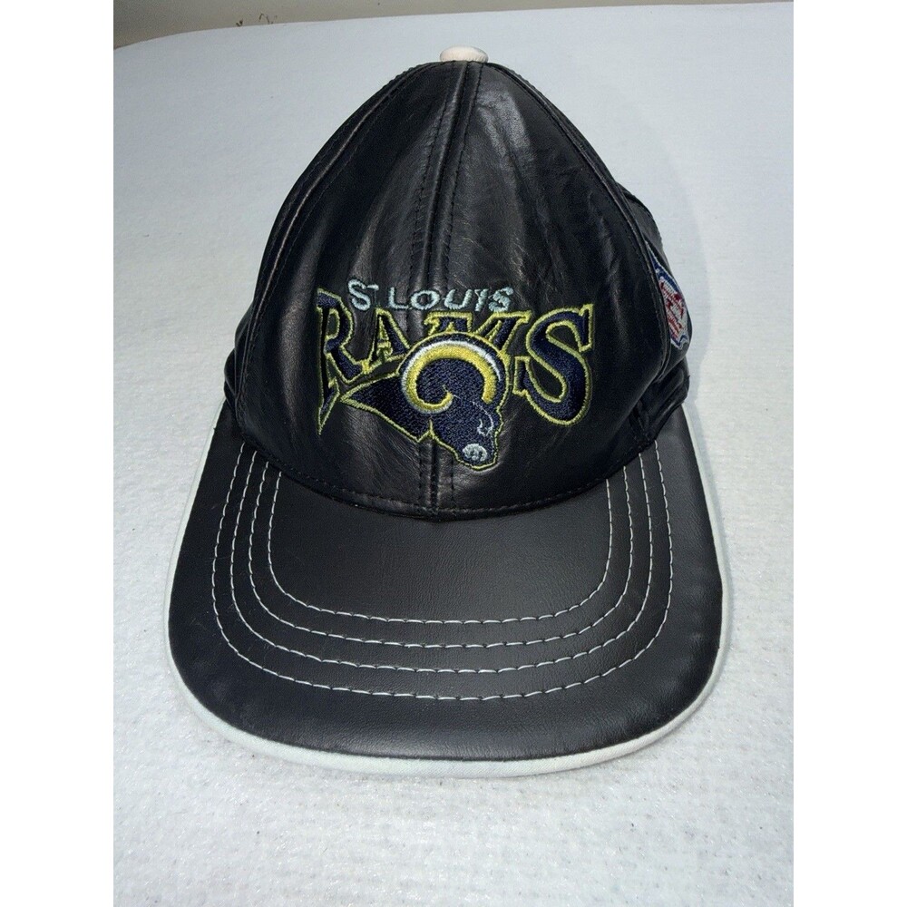 St. Louis Rams Leather NFL Snapback Hat Cap Vintage Black Rams